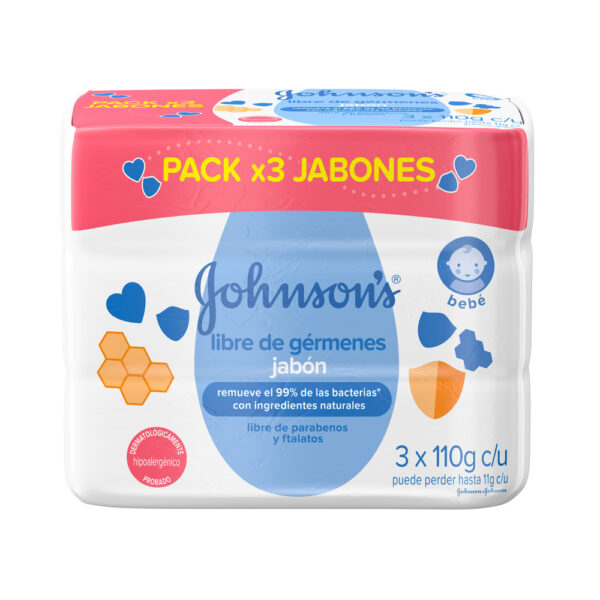 3 Jabón J&J BABY LIBRE GERMENES 110gr